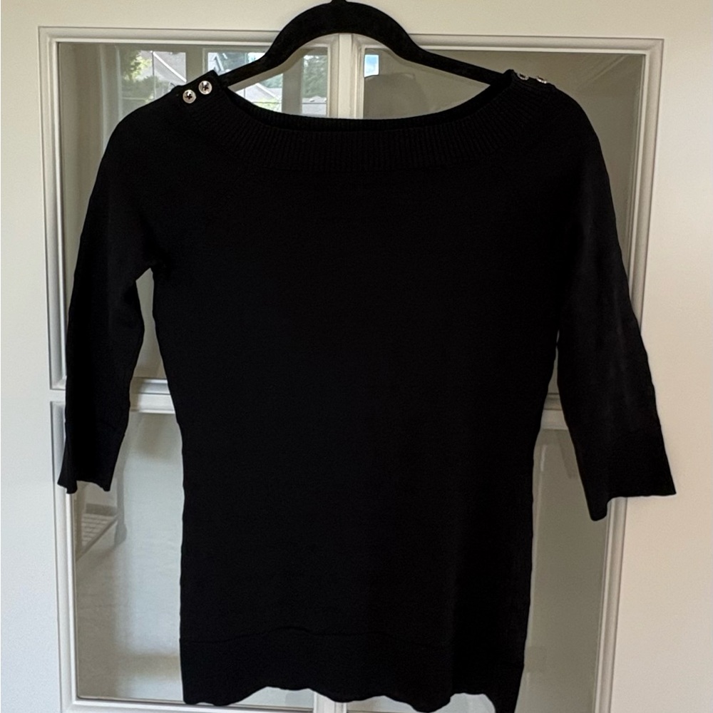 White House Black Market Black Boat Neck Top